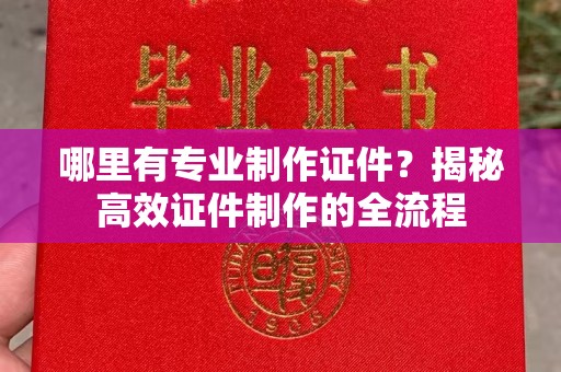 靖边哪里有专业制作证件？揭秘高效证件制作的全流程